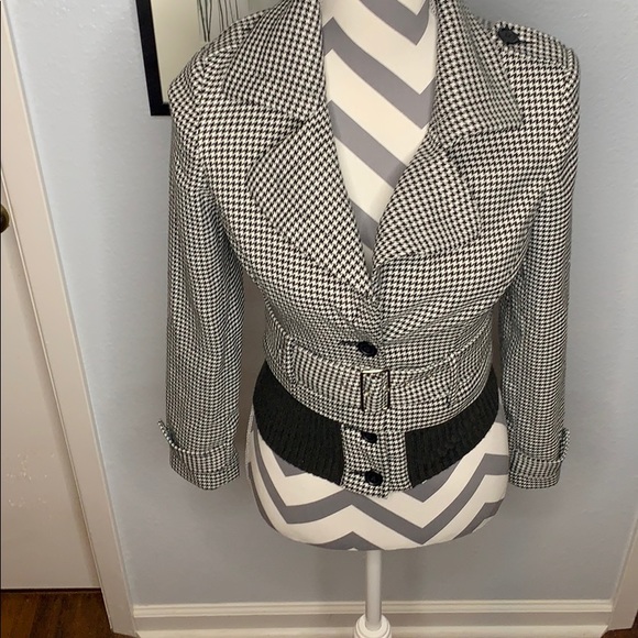 Guess Black/White Houndstooth Jacket - Picture 1 of 7